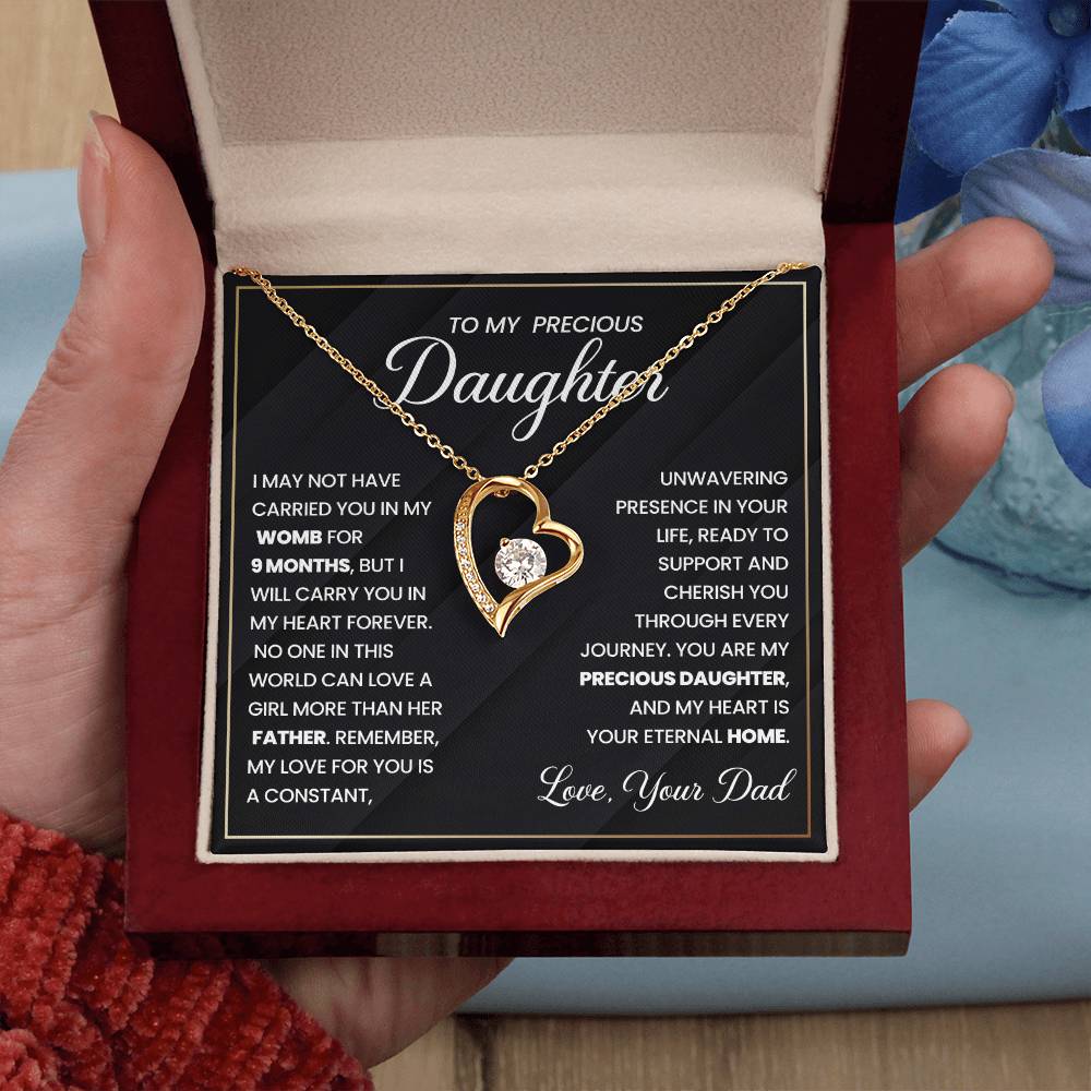 To My Precious Daughter, Forever in My Heart  Necklace