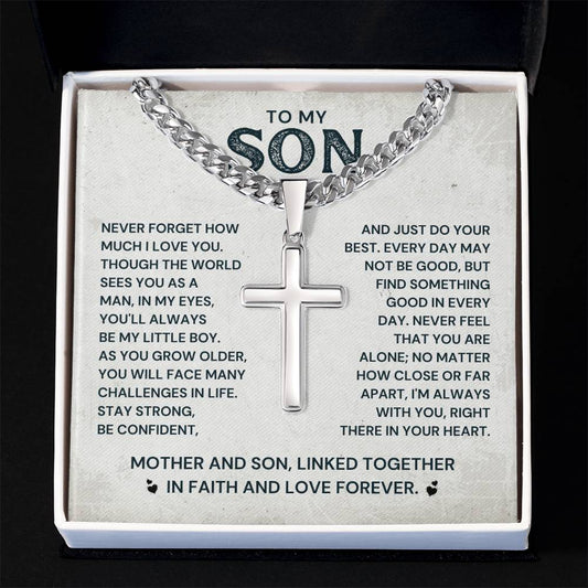 To My Son, Mother and Son Forever - Artisan Cross on Cuban Link