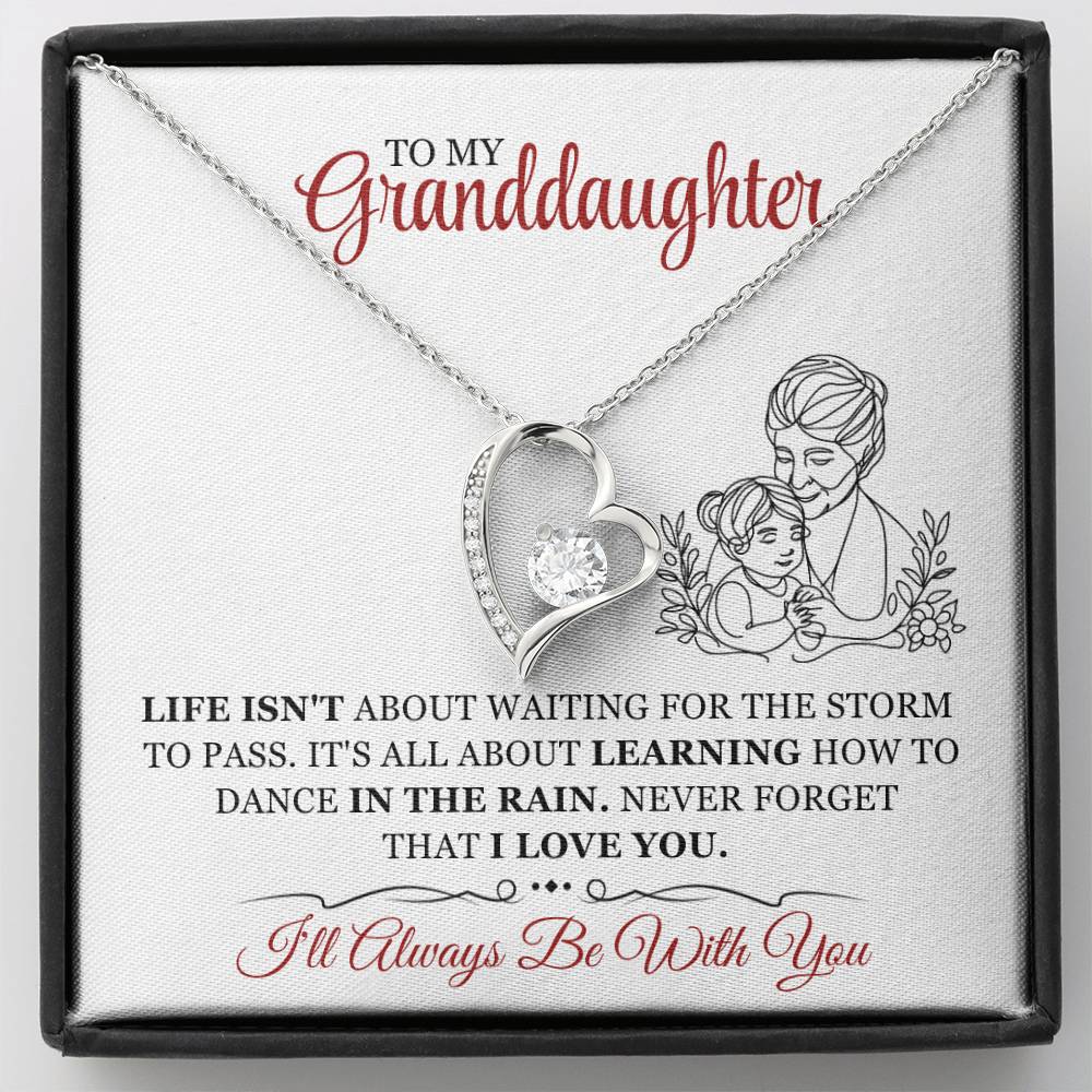 To My Granddaughter,  Dance in the rain - Forever Love Necklace