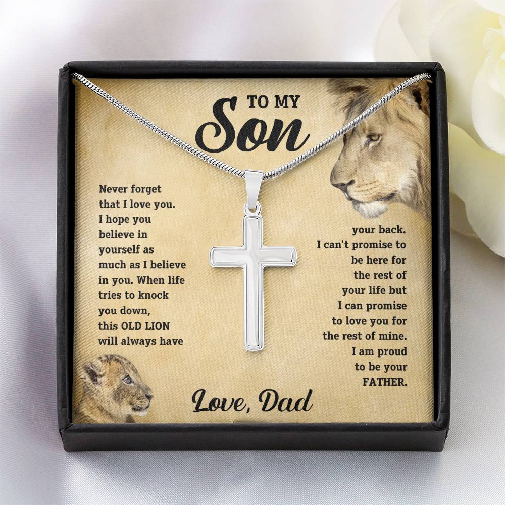 To My Son, Always Have Your Back - Artisan Cross Necklace