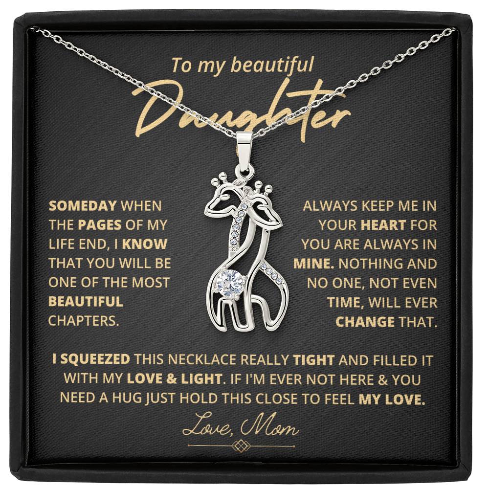 To My Daughter, Forever in My Heart - Giraffe Necklace