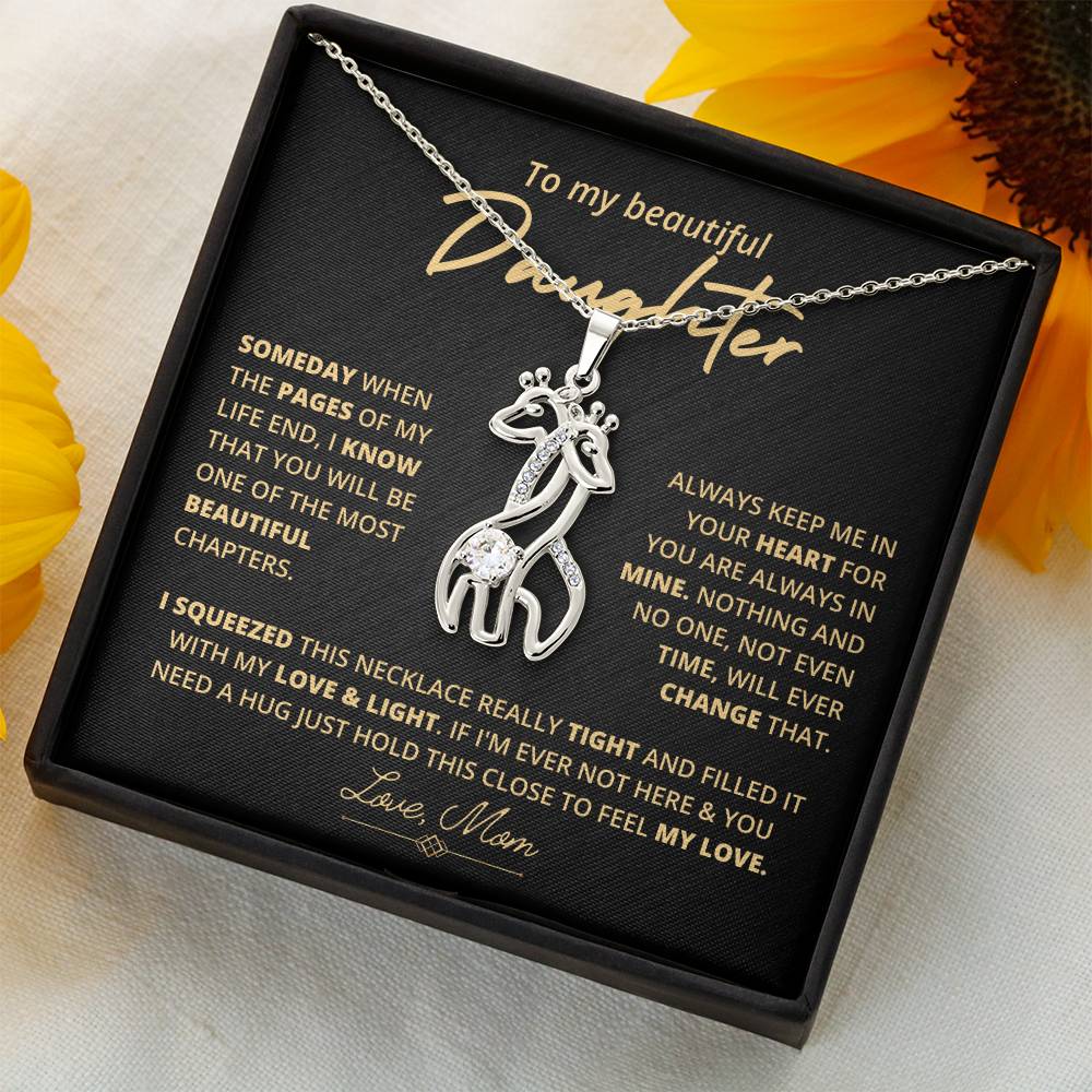 To My Daughter, Forever in My Heart - Giraffe Necklace